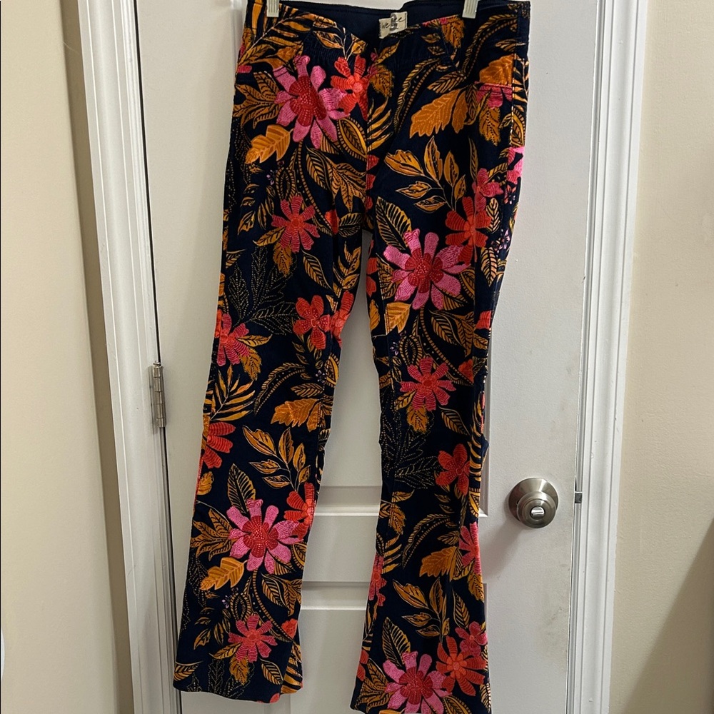Free People Floral corduroy Boot Cut Pants - Pink and Orange